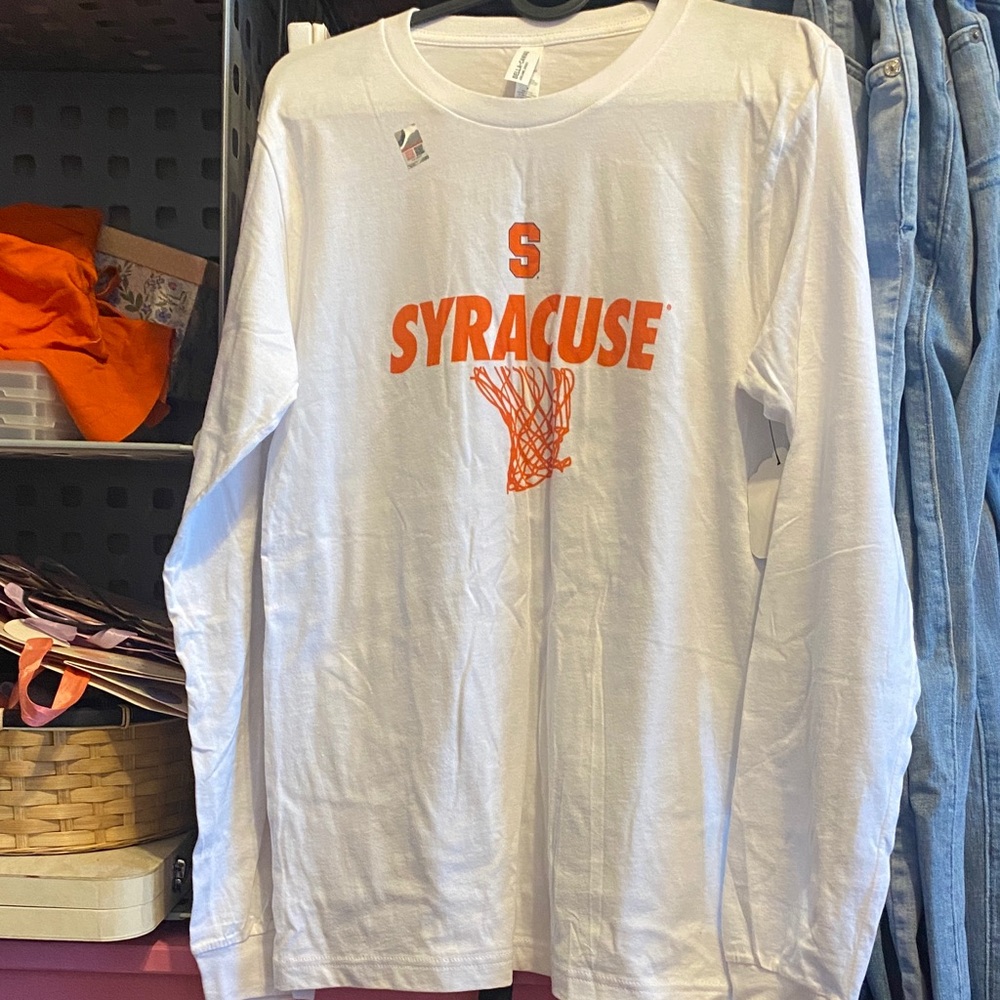 NWT, Syracuse University Women’s Size Small White Long Shirt - Basketball Net
